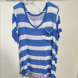 SO Blue and White Striped Long Sleeve Tee